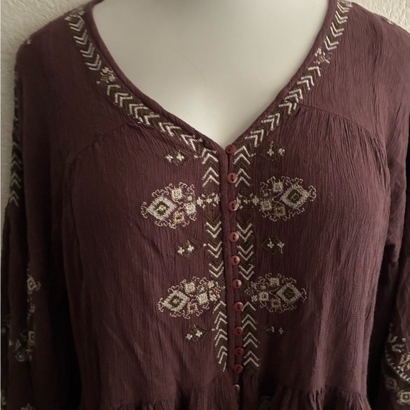 Free People Boho Arianna Tunic Flowey
Embroidered Brown Top S - Picture 7 of 15